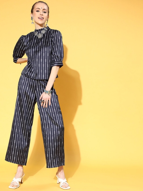 

ZIYAA Women Navy Blue Printed Co-Ords