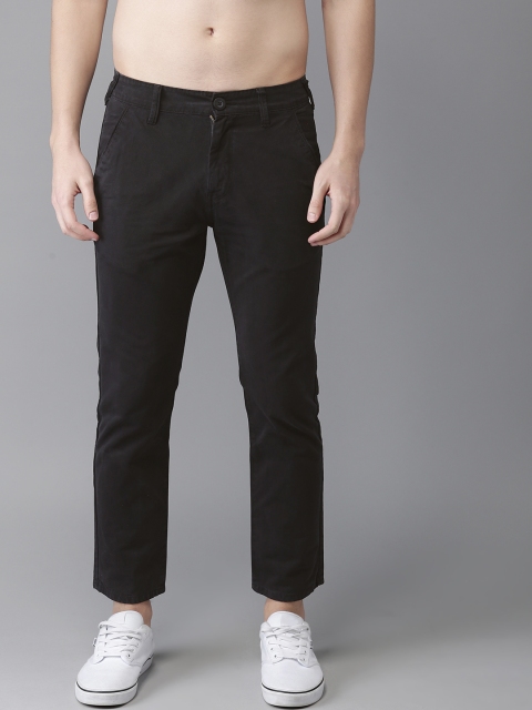 

HERE&NOW Men Black Cropped-Slim Fit Solid Chinos