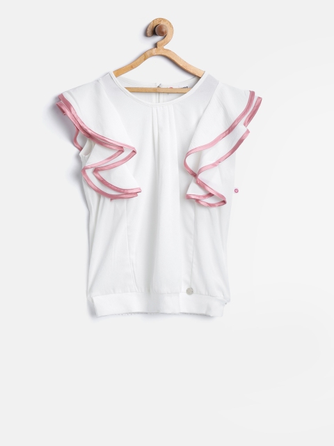 

Peppermint Girls Off-White Solid Blouson Top