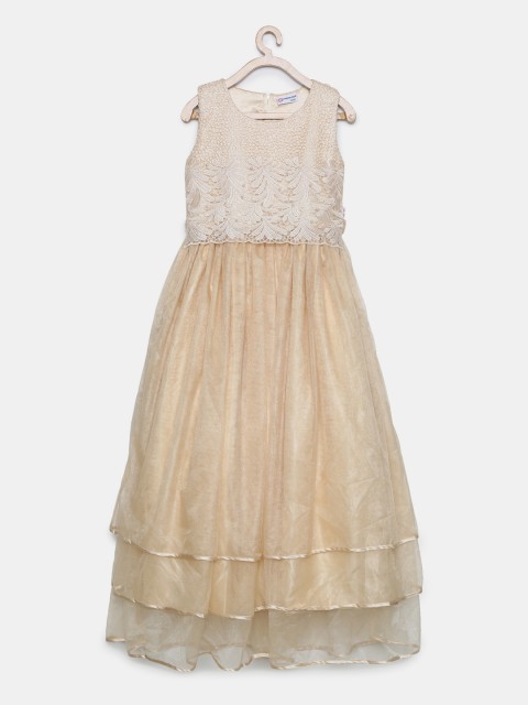 

Peppermint Girls Gold-Toned Embellished Fit & Flare Layered Maxi Dress