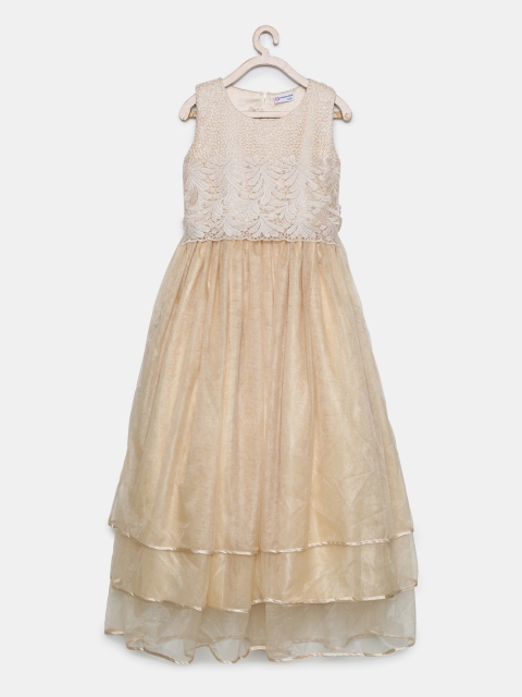 

Peppermint Girls Gold-Toned Embellished Fit & Flare Layered Maxi Dress