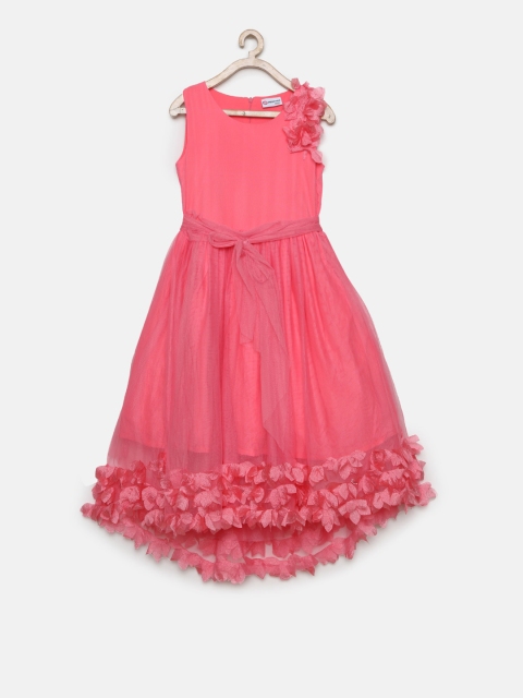 

Peppermint Girls Peach-Coloured Solid Maxi Dress