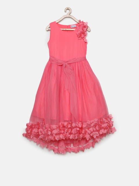 

Peppermint Girls Peach-Coloured Solid Maxi Dress