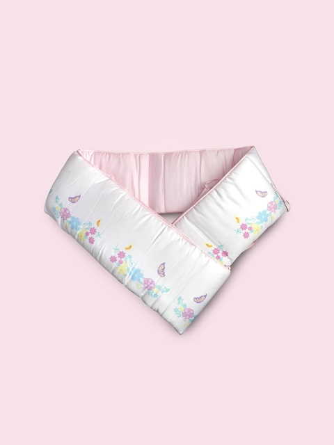 

Fancy Fluff Girls Pink Printed Organic Cotton Cot Baby Half Bumper