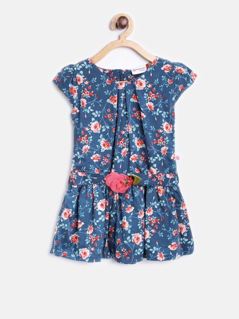 

Peppermint Girls Navy Printed Drop-Waist Dress, Navy blue