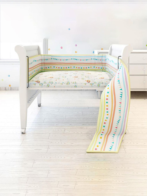 

Fancy Fluff Kids White Printed Organic Cotton Cot Full Bumper