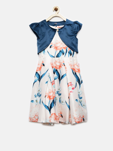 

Peppermint Girls Multicoloured Floral Print Fit & Flare Dress with Shrug, Multi