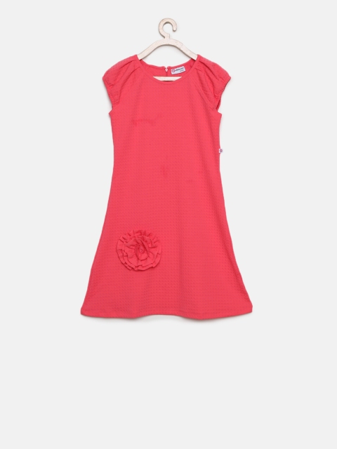 

Peppermint Girls Pink Self-Design A-Line Dress