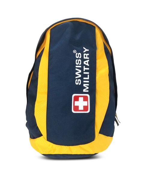 

SWISS MILITARY Unisex Navy Blue & Yellow Solid Backpack