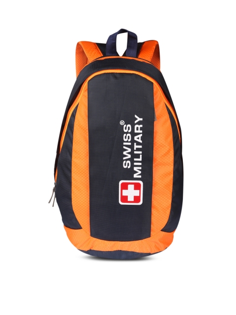 

SWISS MILITARY Unisex Navy & Orange Solid Backpack, Navy blue