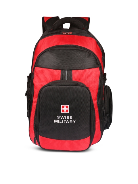 

SWISS MILITARY Unisex Black & Red Colourblocked Backpack