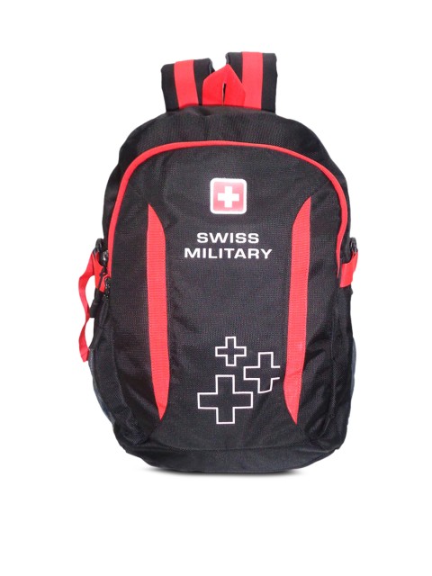 

SWISS MILITARY Unisex Black & Red Solid Backpack
