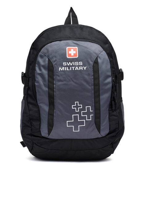 

SWISS MILITARY Unisex Grey & Black Solid Backpack