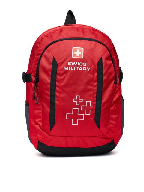 

SWISS MILITARY Unisex Red & Black Solid Backpack