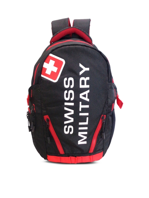 

SWISS MILITARY Unisex Black Brand Logo Backpack