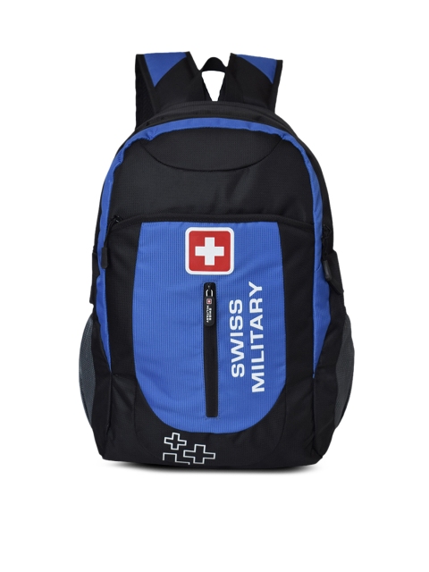 

SWISS MILITARY Unisex Black & Blue Printed Backpack