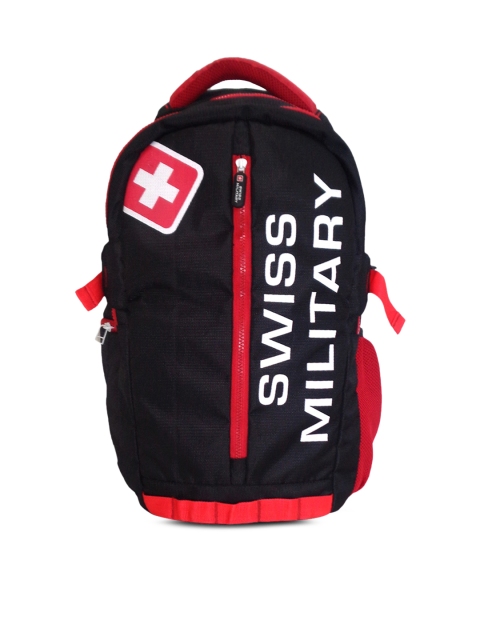 

SWISS MILITARY Unisex Black Brand Logo Backpack