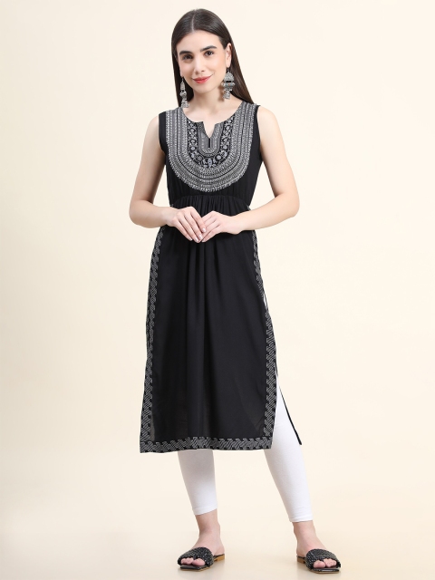 

DAEVISH Women Black Ethnic Motifs Printed Sleeveless Kurta