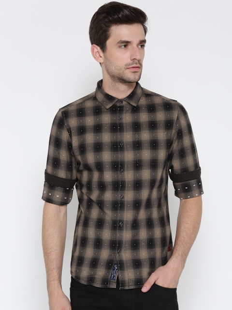 

Being Human Men Olive Green & Black Slim Fit Checked Casual Shirt