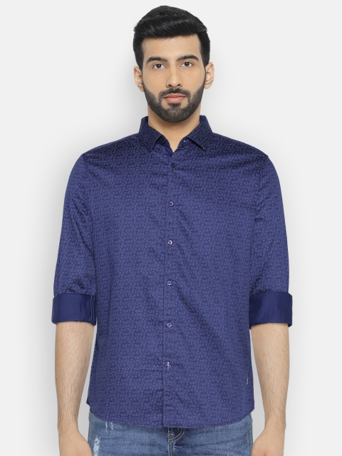 

Being Human Men Navy Blue Slim Fit Printed Casual Shirt