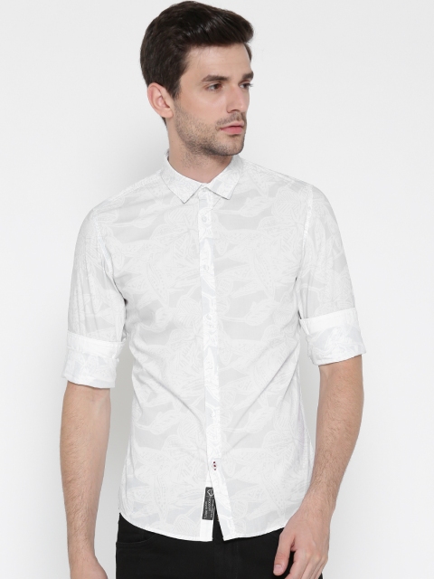 

Being Human Men White & Green Slim Fit Printed Casual Shirt