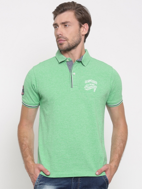 

Being Human Clothing Men Green Self-Design Polo T-Shirt