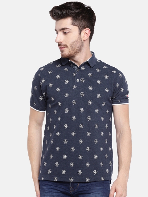 

Being Human Men Blue Printed Polo Collar T-shirt