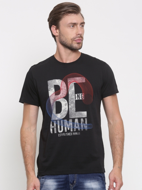 

Being Human Clothing Men Black Printed Round Neck T-shirt