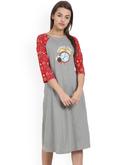 

Soie Grey Printed Sleep Shirt NT-46
