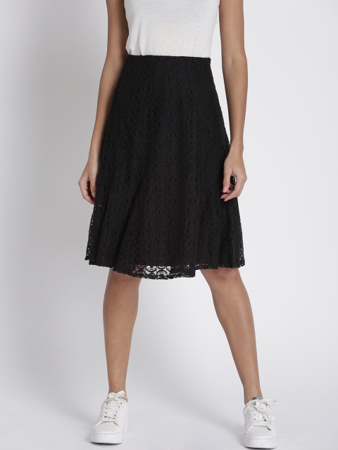 

Chemistry Women Black Self Design A-Line Skirt