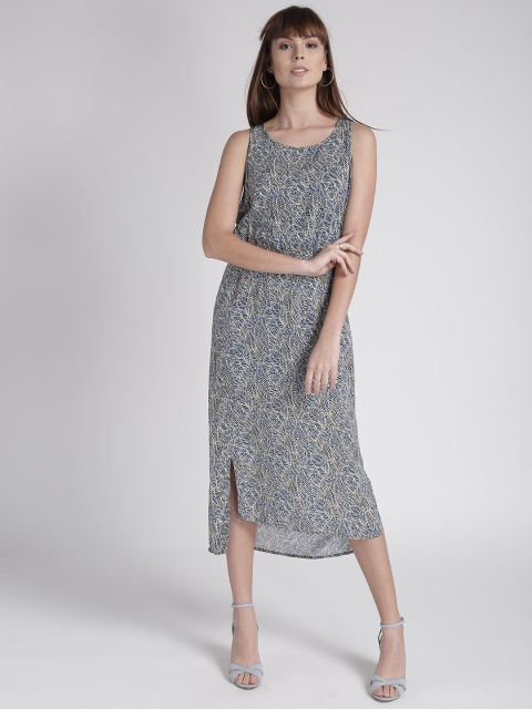 

Chemistry Women Navy & White Printed Midi Blouson Dress, Navy blue