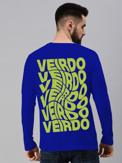 

VEIRDO Men Blue Typography Applique T-shirt