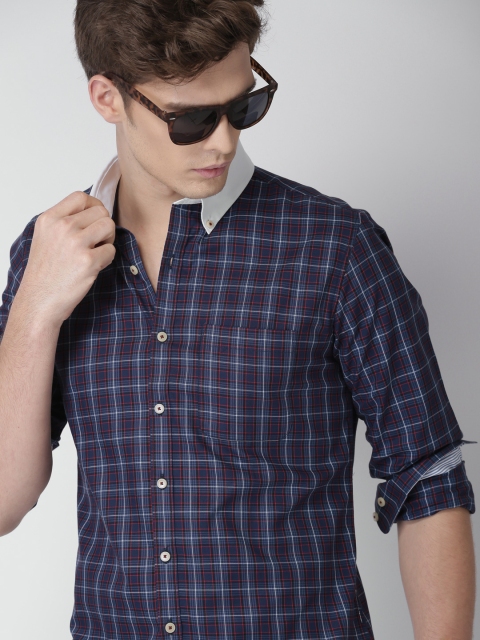 

INVICTUS Men Blue & White Slim Fit Tartan Checks Casual Shirt