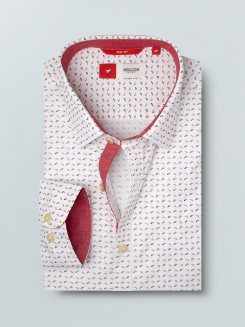 

INVICTUS Men White Slim Fit Micro Printed Casual Shirt