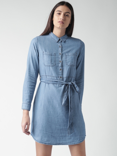 

Harvard Women Blue Solid Shirt Dress