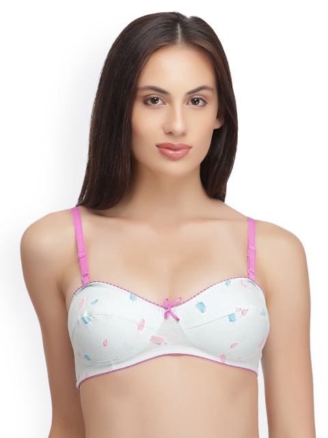 

Clovia White Printed Non-Wired Non-Padded T-shirt Bra BR0857P03