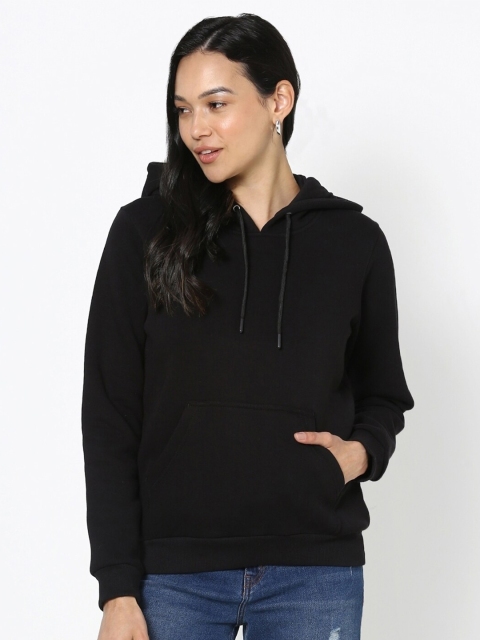 

Bewakoof Women Plus Size Black Solid Hooded Sweatshirt