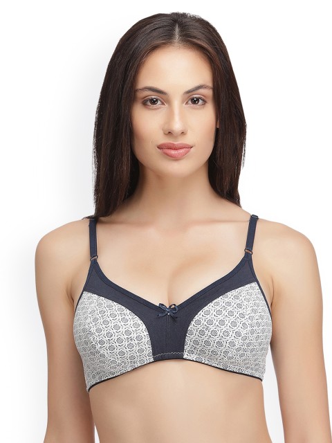 

Clovia Navy Blue & White Printed Non-Wired Non-Padded Everyday Bra BR0933P08