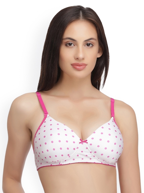 

Clovia White & Pink Printed Non-Wired Lightly Padded T-shirt Bra BR0960P1840C