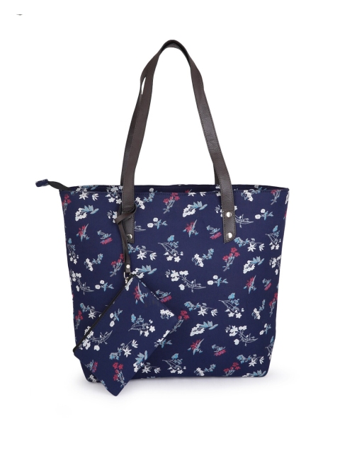 

Style Shoes Blue Floral Printed Structured Cotton Tote Bag