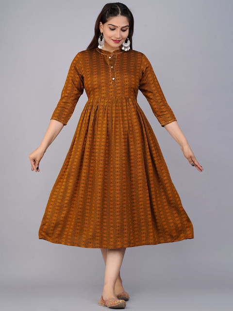 

PREKSHA Women Beige & Black Mandarin Collar A-Line Kurta