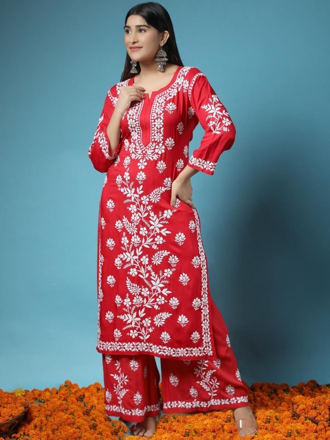 

HOUSE OF KARI Women Red Pure Cotton Co-Ords
