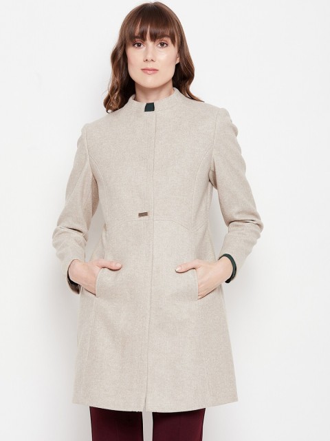 

Madame Women Beige Colored Solid Longline Trench Coats