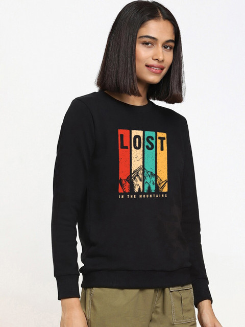 

Bewakoof Women Black Printed Sweatshirt