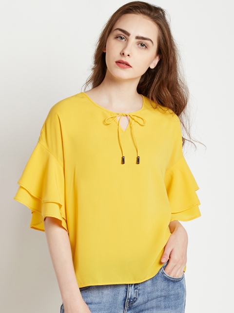 

COVER STORY Women Yellow Solid Top