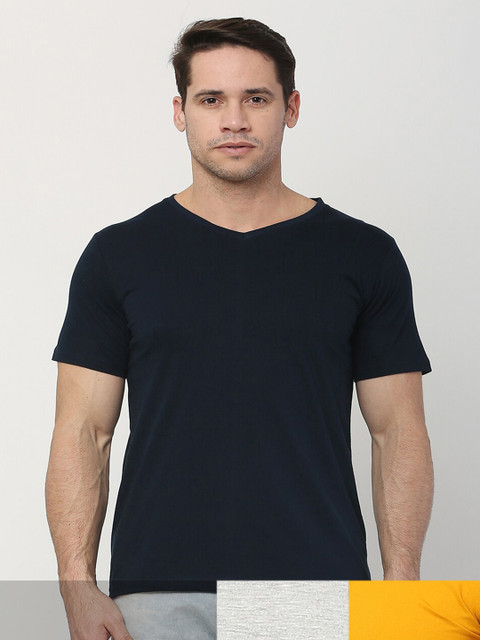 

The Label Bar Men Pack Of 3 V-Neck T-shirt, Navy blue