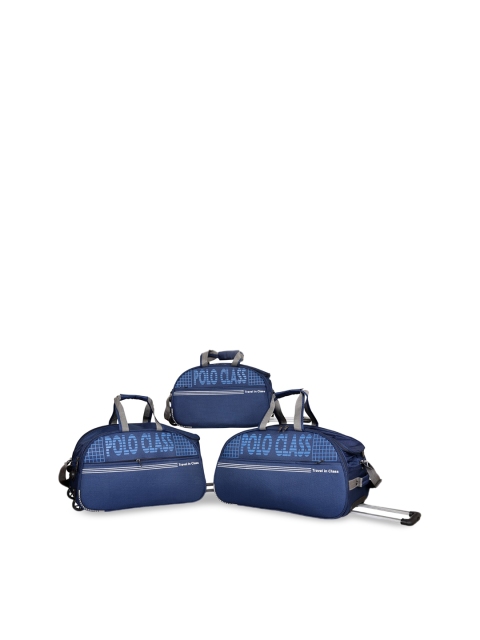 

Polo Class Navy Blue Solid Soft-Sided Medium Trolley Duffle Bag