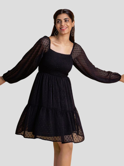 

Femella Black Chiffon Mini Dress