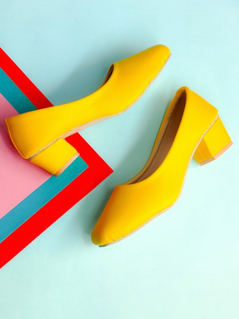 

Sayera Women Yellow Block Pumps