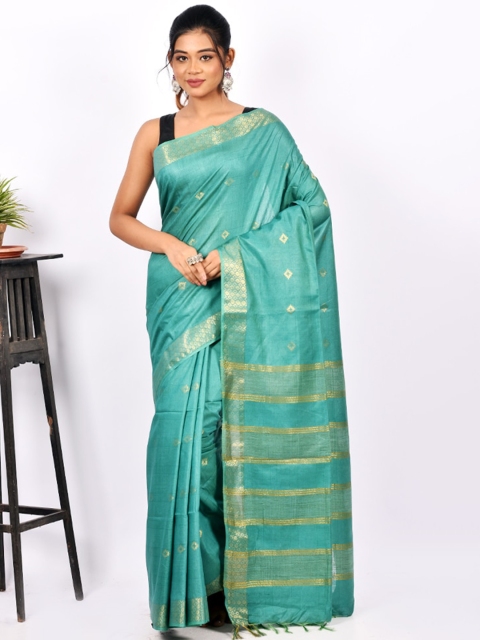 

AllSilks Women Woven Design Art Silk Saree, Sea green